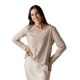 Camiseta de rayas beige Yerse de algodón orgánico mujer Konestilochic