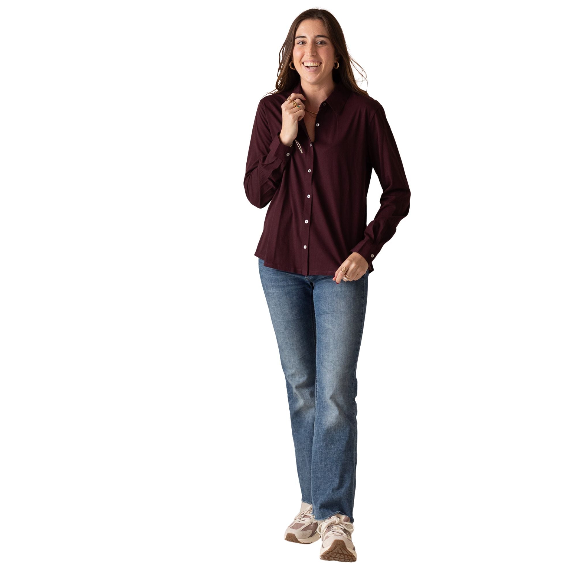 Camisa burdeos de punto Yerse para mujer – 100% algodón Konestilochic