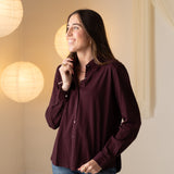 Yerse - 43162_088 – Camisa básica de manga larga 100% algodón con detalles en popelín - Mujer