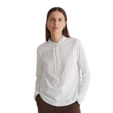 Yerse - 43163_001 – Camiseta de manga larga 100% algodón con volante en el cuello y puños - Mujer