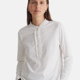 Yerse - 43163_001 – Camiseta de manga larga 100% algodón con volante en el cuello y puños - Mujer