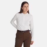 Yerse - 43163_001 – Camiseta de manga larga 100% algodón con volante en el cuello y puños - Mujer