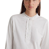 Yerse - 43163_001 – Camiseta de manga larga 100% algodón con volante en el cuello y puños - Mujer