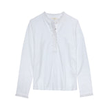 Yerse - 43163_001 – Camiseta de manga larga 100% algodón con volante en el cuello y puños - Mujer