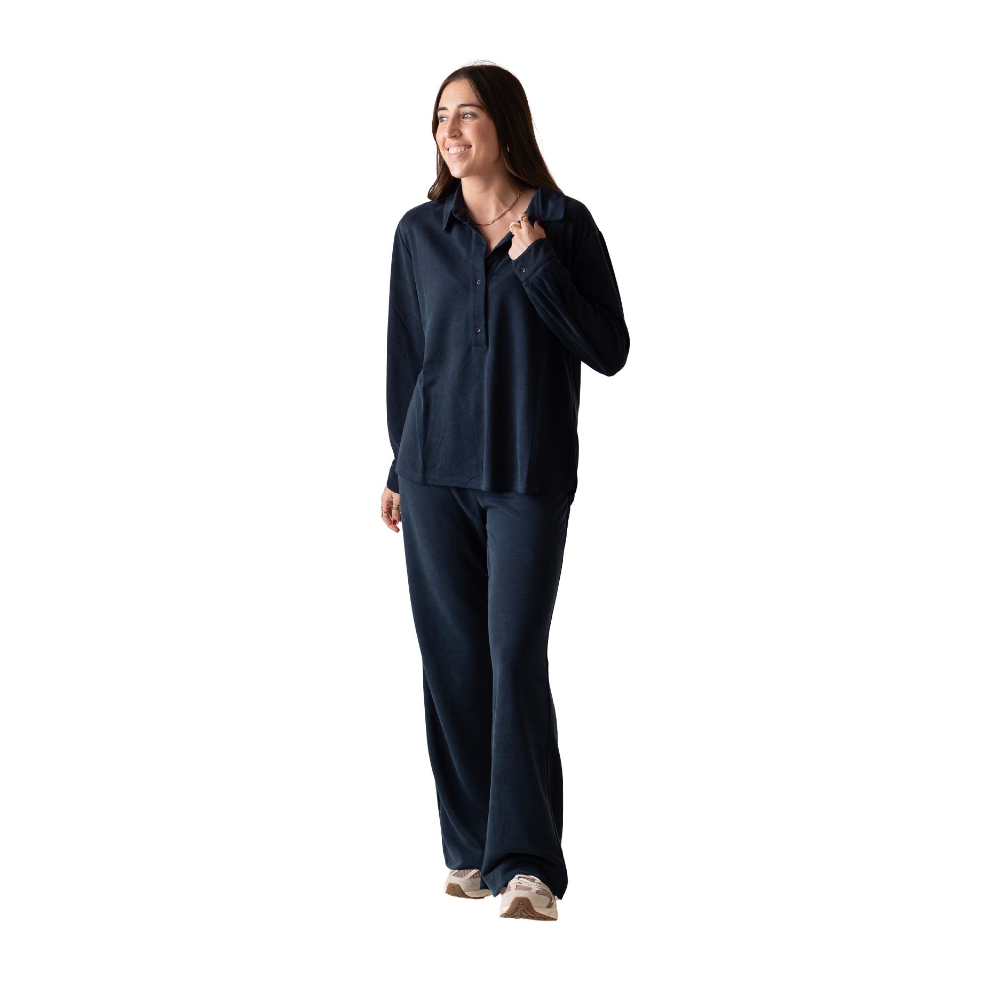 Camisa polera azul marino de punto para mujer | Yerse | Konestilochic