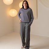 Yerse - 43322_036 – Pantalones anchos afranelados de algodón y viscosa con cintura elástica - Mujer