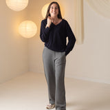Yerse - 43322_036 – Pantalones anchos afranelados de algodón y viscosa con cintura elástica - Mujer