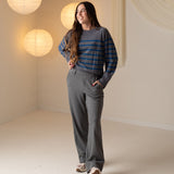 Yerse - 43322_036 – Pantalones anchos afranelados de algodón y viscosa con cintura elástica - Mujer