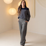 Yerse - 43322_036 – Pantalones anchos afranelados de algodón y viscosa con cintura elástica - Mujer