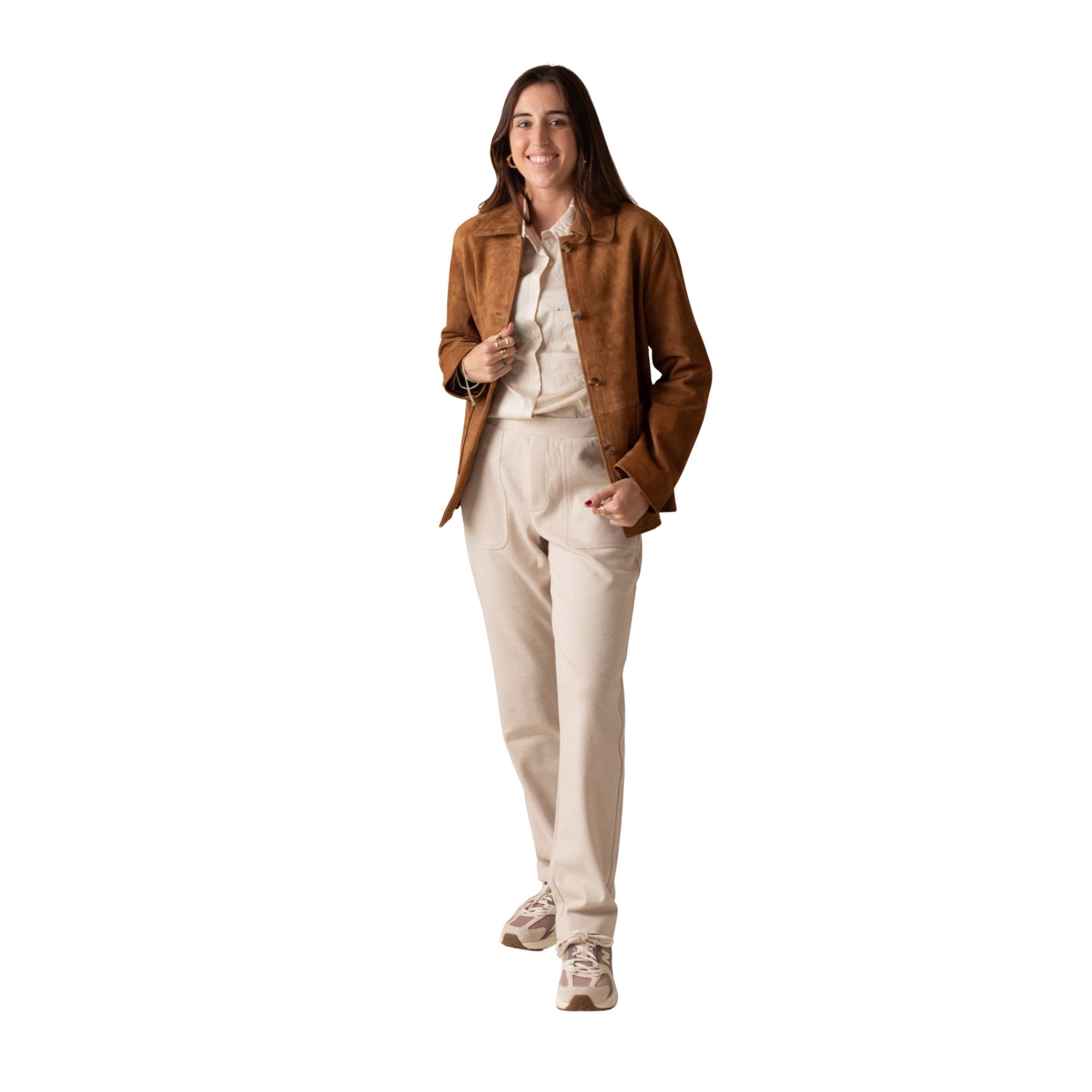 Pantalones beige de punto afranelado Yerse para mujer Konestilochic
