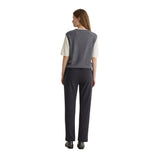 Yerse - 43382_355 - Pantalones rectos de punto en jacquard de cuadros - Mujer
