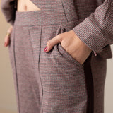 Yerse - 43391_388 - Pantalones anchos de punto en jacquard de pata de gallo - Mujer