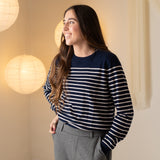Yerse - 43501_255 – Jersey de rayas con cuello redondo de corte regular 100% algodón orgánico - Mujer