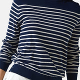 Yerse - 43501_255 – Jersey de rayas con cuello redondo de corte regular 100% algodón orgánico - Mujer