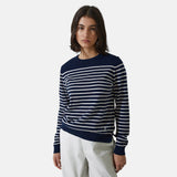 Yerse - 43501_255 – Jersey de rayas con cuello redondo de corte regular 100% algodón orgánico - Mujer