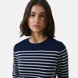 Yerse - 43501_255 – Jersey de rayas con cuello redondo de corte regular 100% algodón orgánico - Mujer