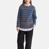 Yerse - 43515_233 – Jersey de rayas con sisa ranglán y cuello redondo con lana y cashmere - Mujer