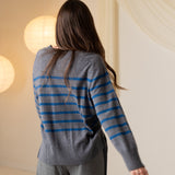 Yerse - 43515_233 – Jersey de rayas con sisa ranglán y cuello redondo con lana y cashmere - Mujer