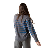 Yerse - 43515_233 – Jersey de rayas con sisa ranglán y cuello redondo con lana y cashmere - Mujer