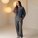 Yerse - 43515_233 – Jersey de rayas con sisa ranglán y cuello redondo con lana y cashmere - Mujer