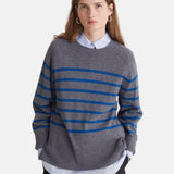 Yerse - 43515_233 – Jersey de rayas con sisa ranglán y cuello redondo con lana y cashmere - Mujer