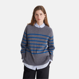 Yerse - 43515_233 – Jersey de rayas con sisa ranglán y cuello redondo con lana y cashmere - Mujer