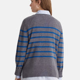 Yerse - 43515_233 – Jersey de rayas con sisa ranglán y cuello redondo con lana y cashmere - Mujer