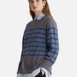 Yerse - 43515_233 – Jersey de rayas con sisa ranglán y cuello redondo con lana y cashmere - Mujer