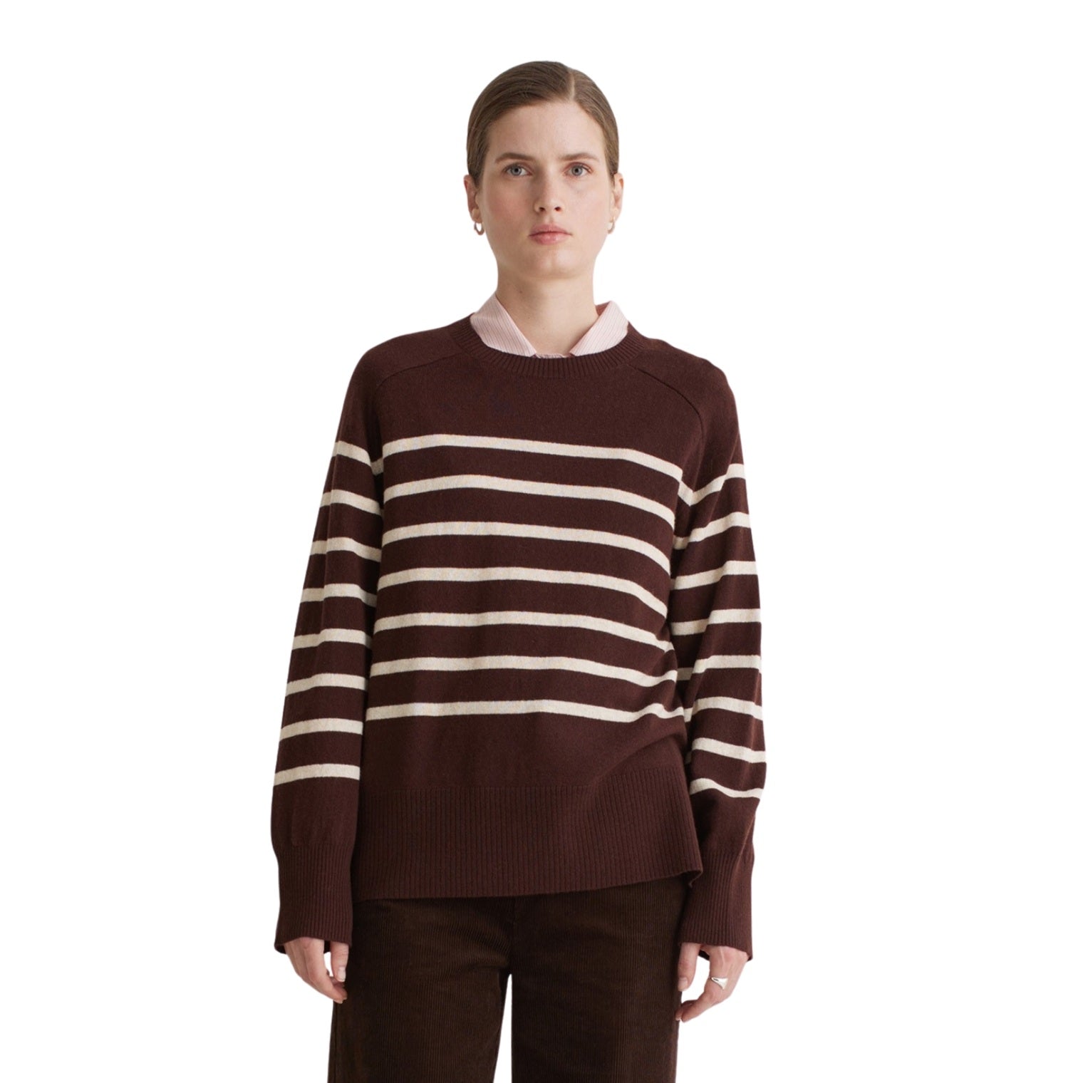 Jersey burdeos de rayas para mujer Yerse – Suave y cálido Konestilochic