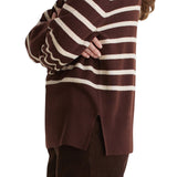 Yerse - 43515_284 – Jersey de rayas con sisa ranglán y cuello redondo con lana y cashmere - Mujer