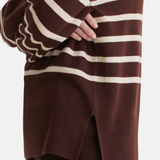 Yerse - 43515_284 – Jersey de rayas con sisa ranglán y cuello redondo con lana y cashmere - Mujer