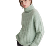 Yerse - 43531_018 – Jersey de cuello alto con trenzas con alpaca - Mujer