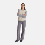 Yerse - 43536_233 – Jersey tricolor con lana de escote redondo con calados en las sisas - Mujer