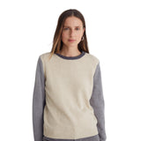 Yerse - 43536_233 – Jersey tricolor con lana de escote redondo con calados en las sisas - Mujer
