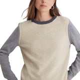 Yerse - 43536_233 – Jersey tricolor con lana de escote redondo con calados en las sisas - Mujer