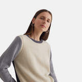 Yerse - 43536_233 – Jersey tricolor con lana de escote redondo con calados en las sisas - Mujer
