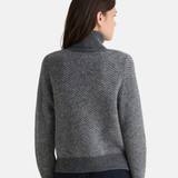 Yerse - 43585_333 – Jersey de lana y alpaca de jacquard con espiga y cuello de cisne - Mujer