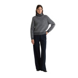 Yerse - 43585_333 – Jersey de lana y alpaca de jacquard con espiga y cuello de cisne - Mujer