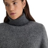 Yerse - 43585_333 – Jersey de lana y alpaca de jacquard con espiga y cuello de cisne - Mujer