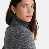 Yerse - 43585_333 – Jersey de lana y alpaca de jacquard con espiga y cuello de cisne - Mujer