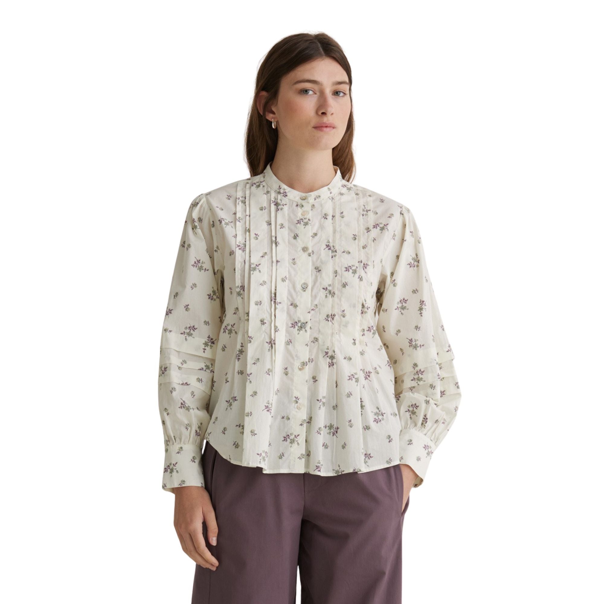 Camisa floral crema de algodón 100% para mujer - Yerse Konestilochic