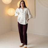 Yerse - 43825_102 – Camisa de manga larga con estampado de flores 100% algodón - Mujer