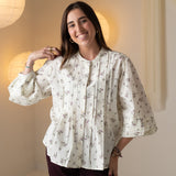 Yerse - 43825_102 – Camisa de manga larga con estampado de flores 100% algodón - Mujer