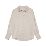 Yerse - 43827_009 – Camisa de manga larga de tejido satinado con cuello camisero abierto - Mujer