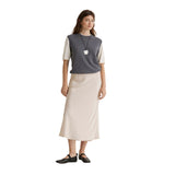 Yerse - 43828_009 – Falda midi satinada con goma elástica en la cintura - Mujer