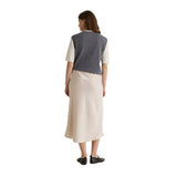 Yerse - 43828_009 – Falda midi satinada con goma elástica en la cintura - Mujer