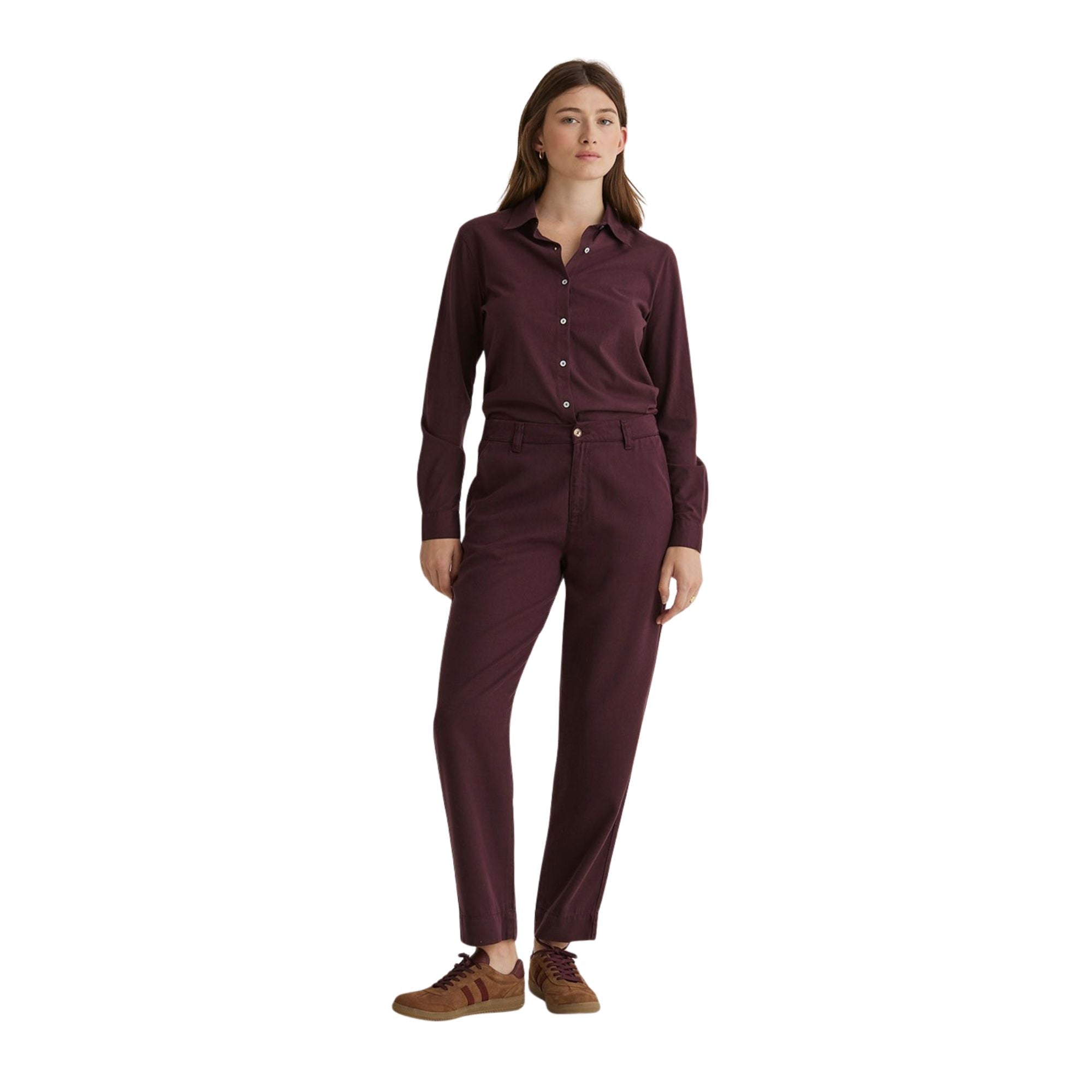 Pantalones burdeos de tencel Yerse para mujer – Cómodos y eco Konestilochic