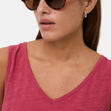 Yerse – 44013-79 – Top flamé frambuesa con escote de pico 100% algodón orgánico - Mujer