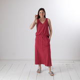 Yerse – 44013-79 – Top flamé frambuesa con escote de pico 100% algodón orgánico - Mujer