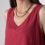 Yerse – 44013-79 – Top flamé frambuesa con escote de pico 100% algodón orgánico - Mujer